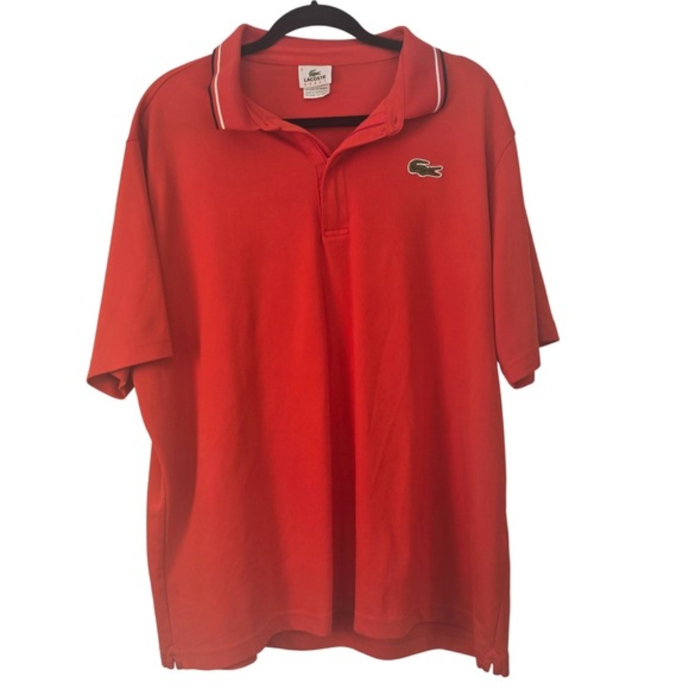 Lacoste Sport Mens Orange Tipped Collar Polo Shirt Size 8 FC‎ 5962 - Picture 3 of 13